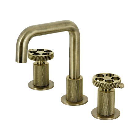 Kingston Brass Widespread Bathroom Faucet with Push PopUp, Antique Brass KS1413RKX